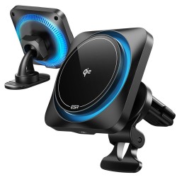 ESR Halolock Cryoboost Magnetic MagSafe Car Mount Phone Charger for Dashboard and Air Vent - QI2 15W Frosted Onyx