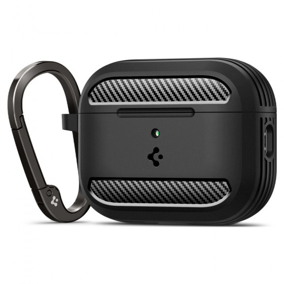 Spigen Rugged Armor Θήκη Σιλικόνης με Γάντζο για Apple AirPods Pro 3 - Μαύρο