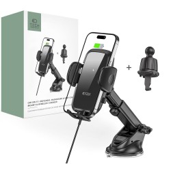 Tech-Protect Βάση Κινητού Αυτοκινήτου CM15W-V1 Αεραγωγού & Ταμπλό, με Ασύρματη Φόρτιση  και Ρυθμιζόμενα Άγκιστρα Μαύρη
