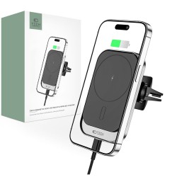 Tech-Protect CW19 - Μαγνητική Βάση Ασύρματης Φόρτισης για Κινητά MagSafe για Αεραγωγούς Αυτοκινήτων - 15W - Black 