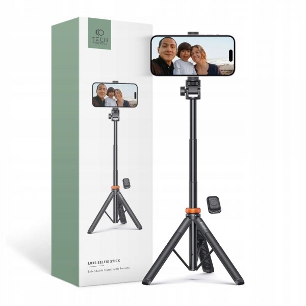 Tech-Protect L03S Selfie Stick Τρίποδο Κινητού με Bluetooth Μαύρο