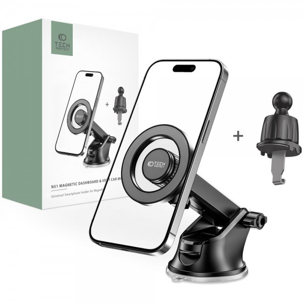 Tech-Protect N51 Μαγνητική MagSafe Βάση για το Ταμπλό και τον Αεραγωγό του Αυτοκινήτου - Black