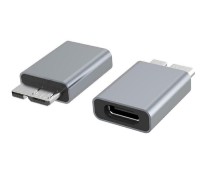 POWERTECH αντάπτορας USB 3.0 Micro B σε USB-C θηλυκό PTH-067, γκρι