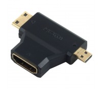 Adapter HDMI 19pin θηλυκό σε Mini HDMI αρσενικό & Micro HDMI αρσενικό, Powertech