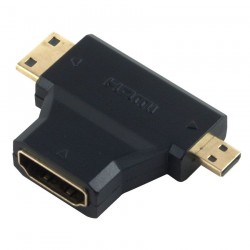 Adapter HDMI 19pin θηλυκό σε Mini HDMI αρσενικό & Micro HDMI αρσενικό, Powertech