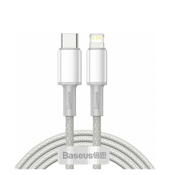 Baseus Υψηλής Πυκνότητας Πλεκτό Καλώδιο USB-C σε Lightning 2m 20W PD Λευκό