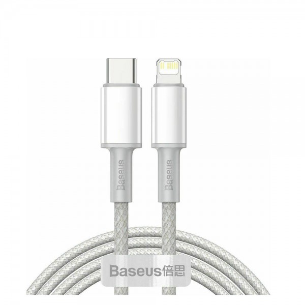 Baseus Υψηλής Πυκνότητας Πλεκτό Καλώδιο USB-C σε Lightning 2m 20W PD Λευκό