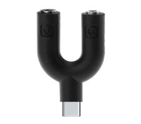 POWERTECH αντάπτορας USB-C σε 2x 3.5mm CAB-J052, μαύρος