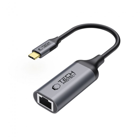 Tech-Protect UltraBoost USB-C σε RJ45 Ethernet Adapter 1000Mbps, 20cm, Μαύρο