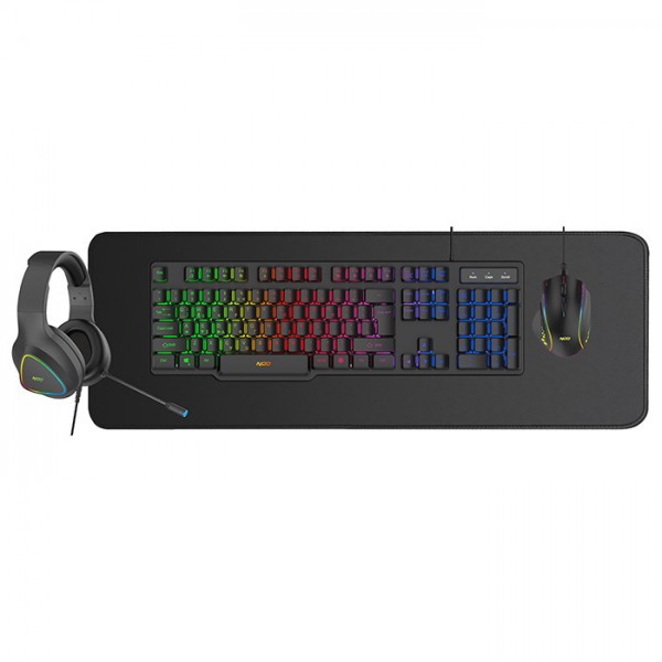 NOD PLATOON 4in1 Gaming bundle| Ενσύρματο RGB gaming πληκτρολόγιο, Ενσύρματα RGB gaming ακουστικά, Ενσύρματο RGB gaming ποντίκι και μαύρο υφασμάτινο mousepad