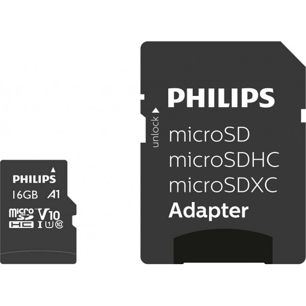 Philips microSDHC 16GB Class 10 U1 V10 A1 UHS-I με Adapter Philips microSDHC 16GB Class 10 U1 V10 A1 UHS-I με Adapter