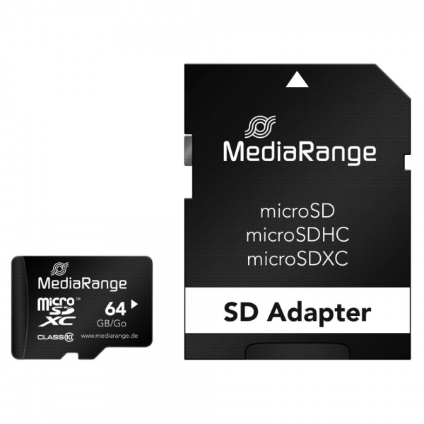 MediaRange 64GB MicroSDXC Κάρτα Μνήμης Class 10 με SD Adapter, MR955