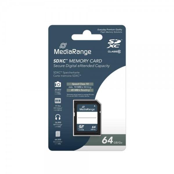 MediaRange SDXC Class 10 64 GB (eXtended Capacity (MR965)