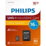 Philips microSDHC 16GB Class 10 U1 V10 A1 UHS-I με αντάπτορα