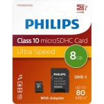 Philips microSDHC 8GB Class 10 UHS-I με Adapter (FM08MP45B/00)