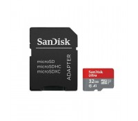 Sandisk Ultra microSDHC 32GB Class 10 U1 A1 UHS-I με αντάπτορα, SDSQUA4-032G-GN6IA