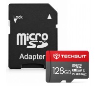 Techsuit - Memory Card THCM26 (THCM269128) - with Adapter, MicroSDHC, Class 10, 128GB - Red