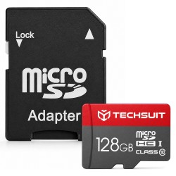 Techsuit - Memory Card THCM26 (THCM269128) - with Adapter, MicroSDHC, Class 10, 128GB - Red
