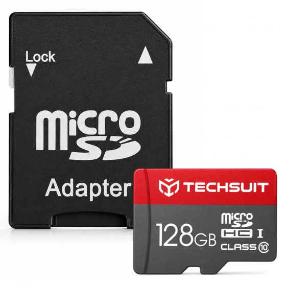 Techsuit - Memory Card THCM26 (THCM269128) - with Adapter, MicroSDHC, Class 10, 128GB - Red