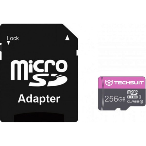Techsuit - Memory Card THCM27 (THCM27256) - with Adapter, MicroSDHC, Class 10, 256GB - Purple