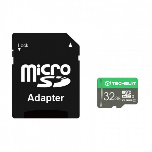Techsuit - Memory Card THCM11 (THCM11832) - with Adapter, MicroSDHC, Class 10, 32GB - Green Techsuit - Memory Card THCM11 (THCM11832) - with Adapter, MicroSDHC, Class 10, 32GB - Green
