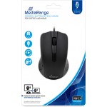 MediaRange Optical Mouse Corded 3-Button (Black, Wired) (MROS210)