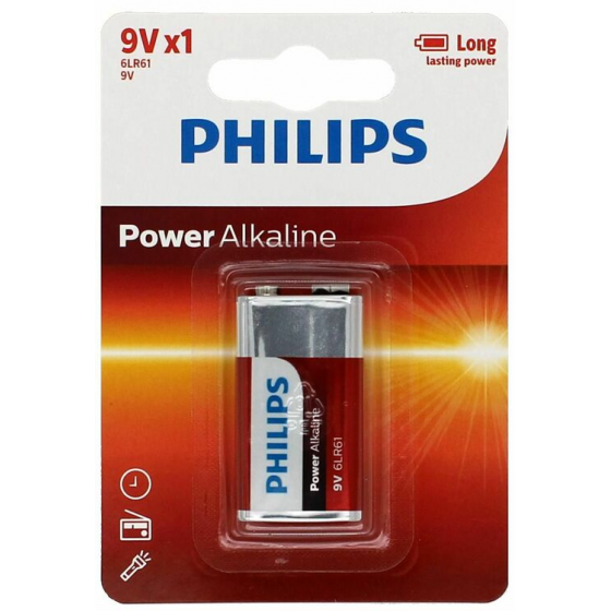 PHILIPS Power Alkaline Μπαταρία 9V 6LR61P1B/05