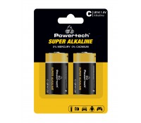 POWERTECH αλκαλικές μπαταρίες Super Alkaline PT-1216, LR14, 1.5V, 2τμχ