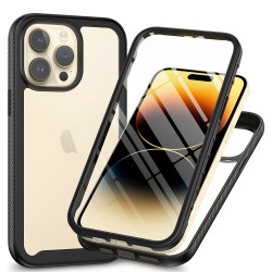 Techsuit Defense360 Pro Σιλικόνης Σετ με Τζαμάκι Μαύρο για iPhone 15 Pro