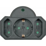 POWERTECH αντάπτορας ρεύματος PT-817, 1x schuko, 2x euro, 16A, μαύρος