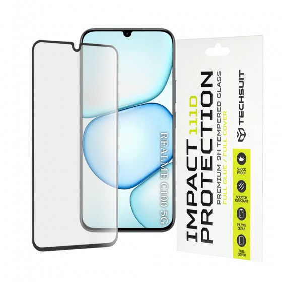 Techsuit 111D Full Cover / Full Glue – Tempered Glass Προστατευτικό Οθόνης για Realme C100 5G – Μαύρο