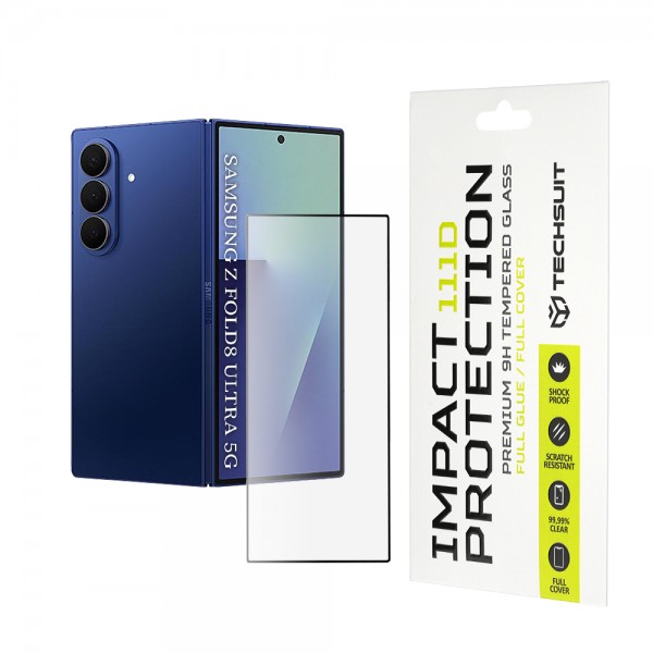 Techsuit 111D Full Cover / Full Glue – Tempered Glass Προστατευτικό Εξωτερικής Οθόνης για Samsung Galaxy Z Fold8 Ultra – Μαύρο