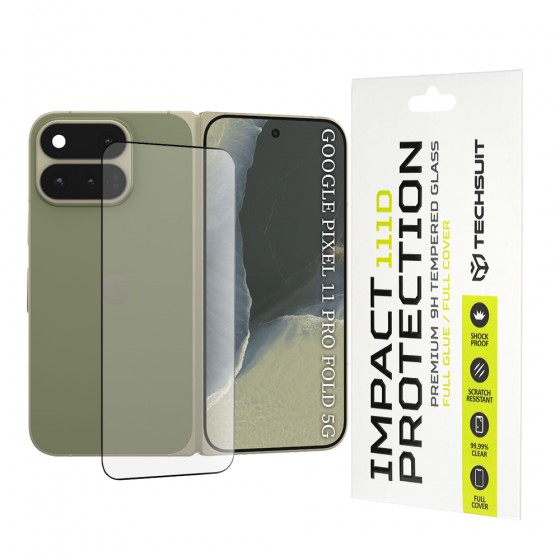 Techsuit 111D Full Cover Full Glue Tempered Glass – Προστατευτικό Οθόνης για Google Pixel 11 Pro Fold – Μαύρο