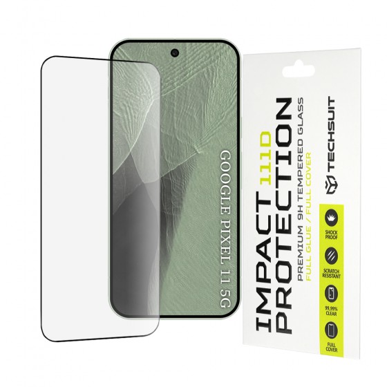 Techsuit 111D Full Cover Full Glue Tempered Glass Προστατευτικό Οθόνης για Google Pixel 11 / Pixel 11 Pro – Μαύρο