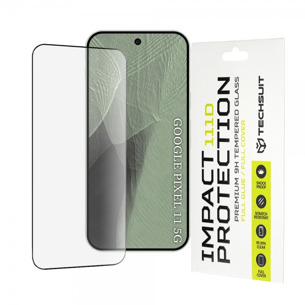 Techsuit 111D Full Cover Full Glue Tempered Glass Προστατευτικό Οθόνης για Google Pixel 11 / Pixel 11 Pro – Μαύρο