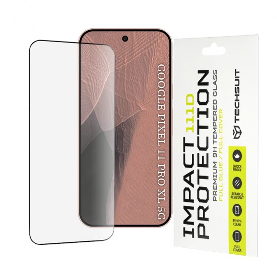 Techsuit 111D Full Cover Full Glue Προστατευτικό Οθόνης από Σκληρυμένο Γυαλί για Google Pixel 11 Pro XL – Μαύρο