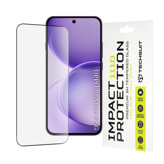 Techsuit 111D Full Cover Full Glue Προστατευτικό Οθόνης από Σκληρυμένο Γυαλί για Oppo Reno16 F / Reno16 FS – Μαύρο