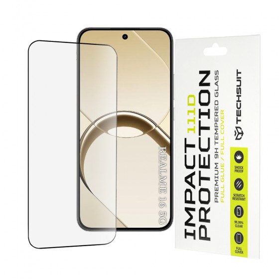 Techsuit 111D Full Cover Full Glue Προστατευτικό Οθόνης από Σκληρυμένο Γυαλί για Realme 16 5G – Μαύρο