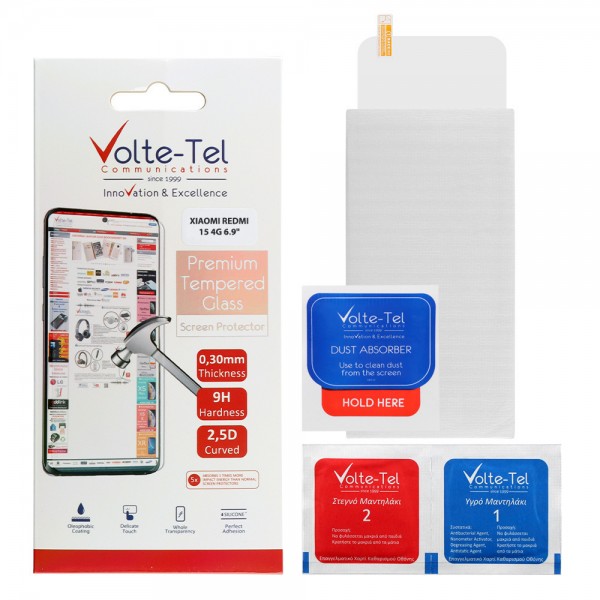 Volte-Tel 2.5D 0.3mm Full Glue Tempered Glass για Xiaomi Redmi 15 4G/5G Clear Volte-Tel 2.5D 0.3mm Full Glue Tempered Glass για Xiaomi Redmi 15 4G/5G Clear