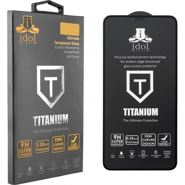 IDOL 1991 TEMPERED GLASS SAMSUNG A42 5G A426 6.6" 9H 0.25mm TITANIUM SEMI CURVED FULL GLUE BLACK