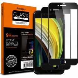 Spigen Glass FC Full Face Tempered Glass 2τμχ Μαύρο για iPhone SE 2020/ 2022/8/7