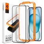 Spigen Alm Glass Fc 2-pack Iphone Tempered Glass Μαύρο, για το Apple iPhone 15, AGL06906