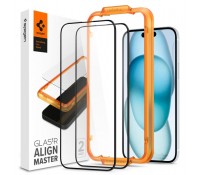 Spigen Alm Glass Fc 2-pack Iphone Tempered Glass Μαύρο, για το Apple iPhone 15, AGL06906