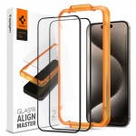 Spigen GLAS.tR ALIGNmaster Full Cover Tempered Glass 2τμχ Μαύρο για το iPhone 15 Pro Max, AGL06875