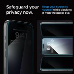 Spigen® Προστατευτικό τζάμι Ez Fit Privacy, (2 Pack), για το iPhone 15 Pro Black, AGL06894
