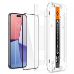 Spigen EZ FIT GLAS.tR Tempered Glass 1τμχ Black, για το Apple iPhone 15, AGL06908