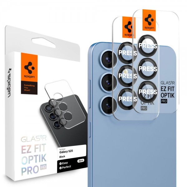 Spigen® Optik Pro Ez Fit (2 Pack) Camera Protector  2τμχ Μαύρο για Samsung Galaxy S25 Plus, AGL09088
