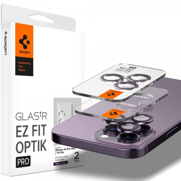 Spigen Optik.Tr ”Ez Fit” 2pcs Προστασία Κάμερας Tempered Glass Deep Purple για το iPhone 14 Pro / 14 Pro Max για iPhone 14 Pro Max, AGL05597