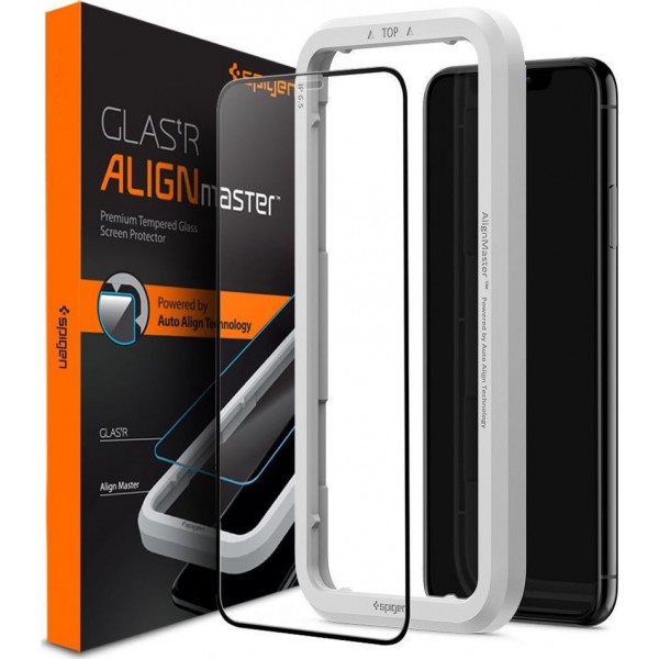 Spigen® GLAS.tR ALIGNmaster™ Full Cover AGL00106 iPhone 11 / XR Premium Tempered Glass Screen Protector Spigen® GLAS.tR ALIGNmaster™ Full Cover AGL00106 iPhone 11 / XR Premium Tempered Glass Screen Protector