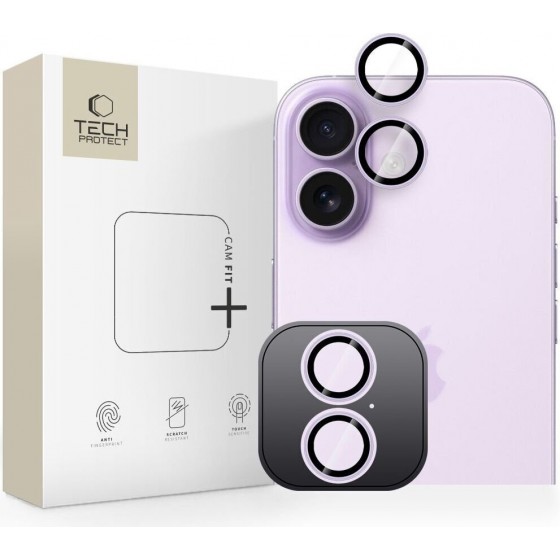 Tech-Protect Camring Fit+ Tempered Glass Προστασία Κάμερας για  iPhone 16, iPhone 16 Plus, iPhone 17 - Lavender